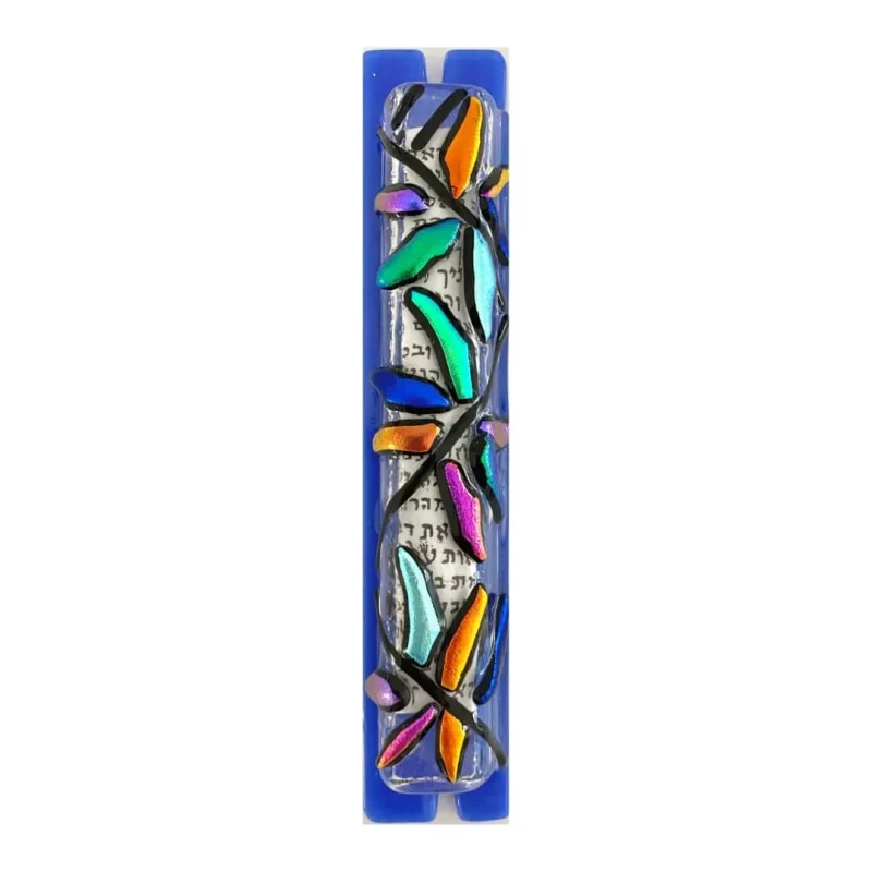 metallic shimmer glass mezuzah by sandi katz