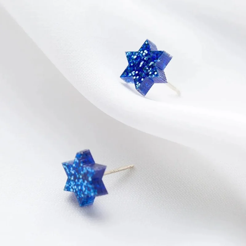 midnight blue glitter mini magen studs