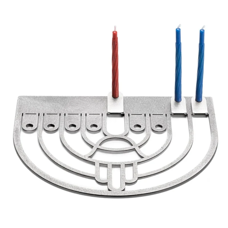 modern flat hamsa hanukkiah for sale