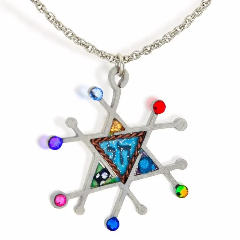 modern judaic star chai necklace full of life collection