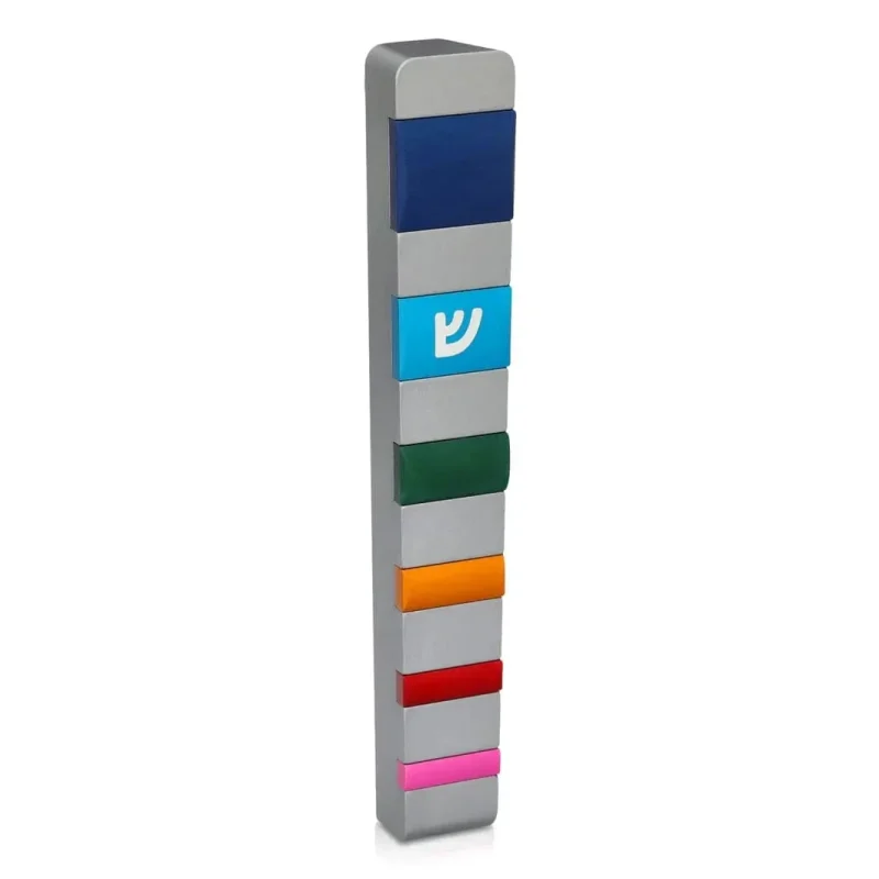 modern rainbow inlay mezuzah by akilov