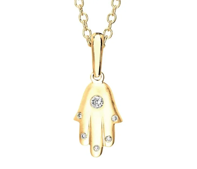 modern yellow gold hamsa necklace