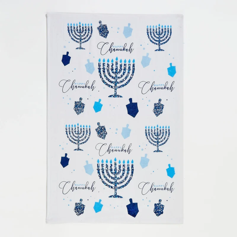 mosaic menorah dreidel kitchen towel scaled