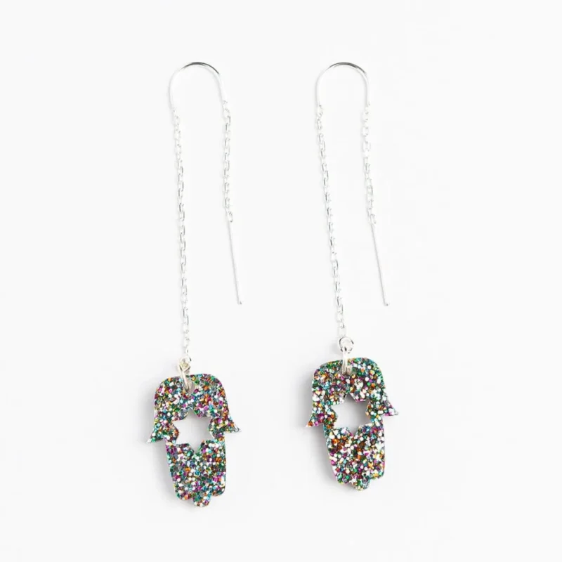 multi glitter threader earrings sparkle style