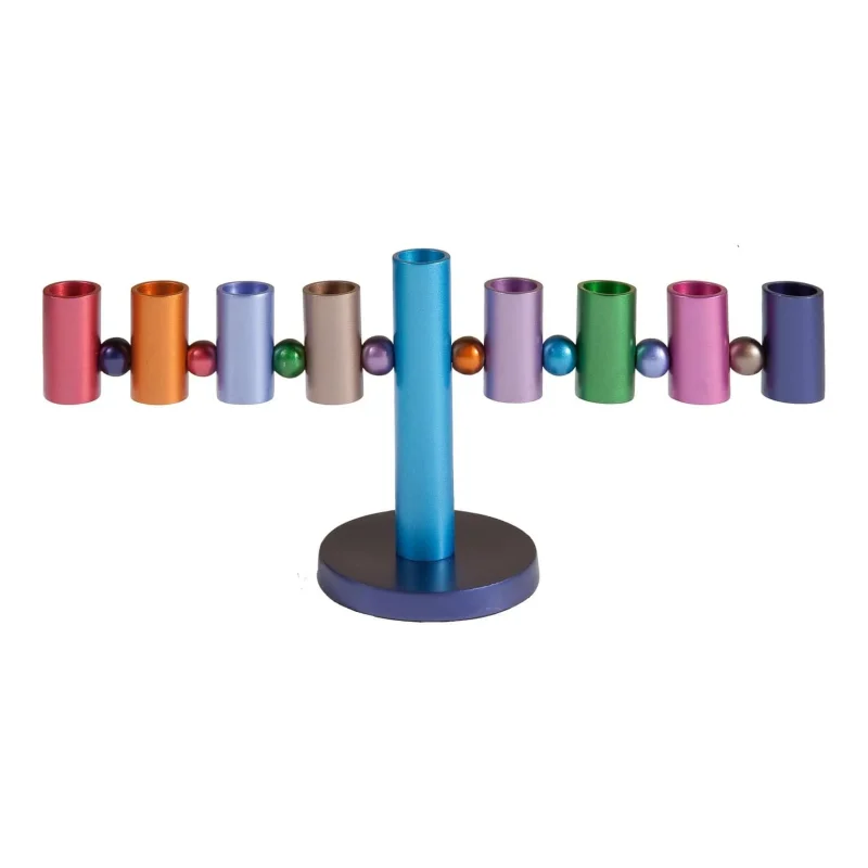 multicolored cylinder menorah by yair emanuel