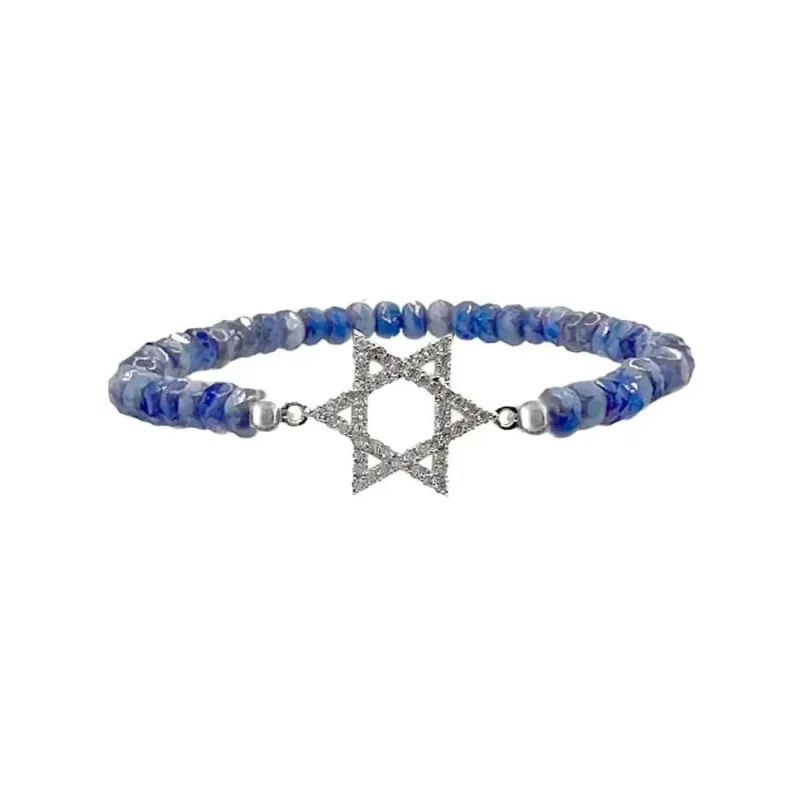 mykonos blue crystal star of david bracelet