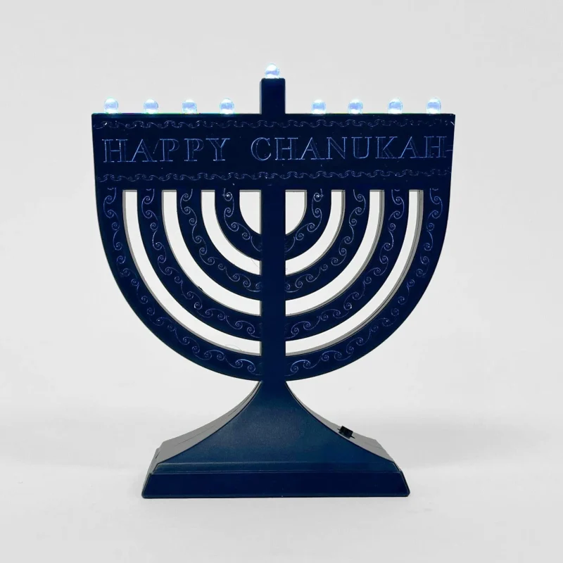 navy blue mini go menorah compact portable