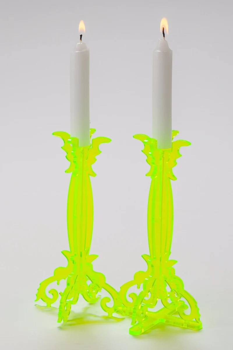 neon green acrylic candlesticks easy return scaled