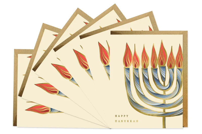 nouveau menorah hanukkah cards 6 pack box set scaled