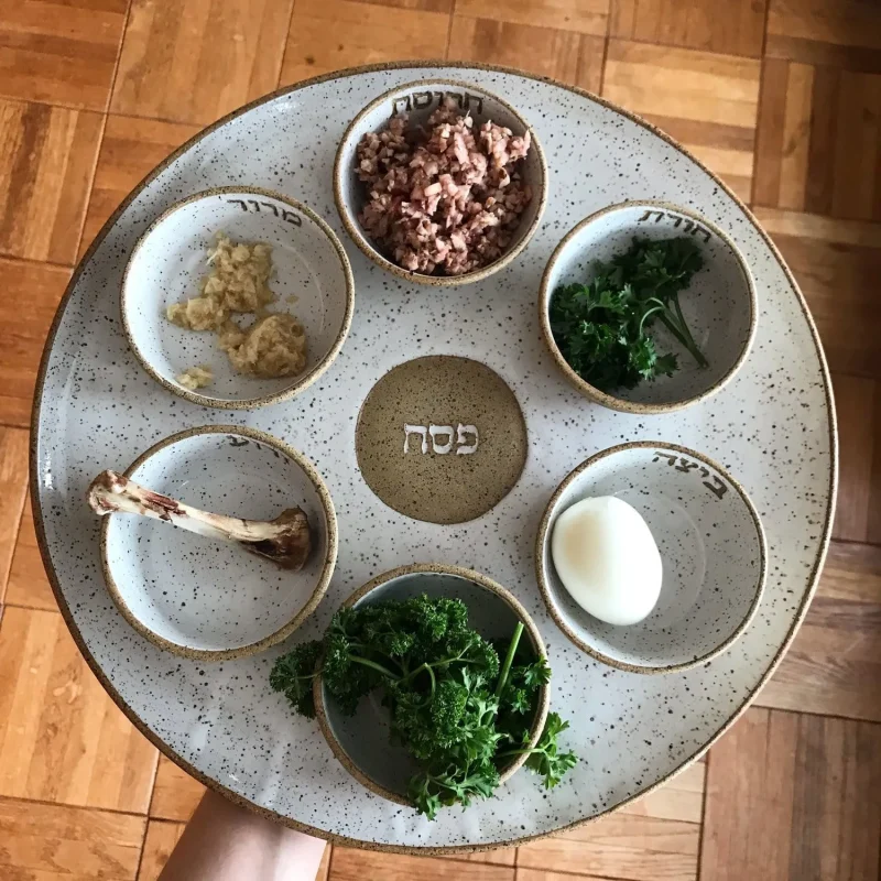 nude white seder plate by rachael pots