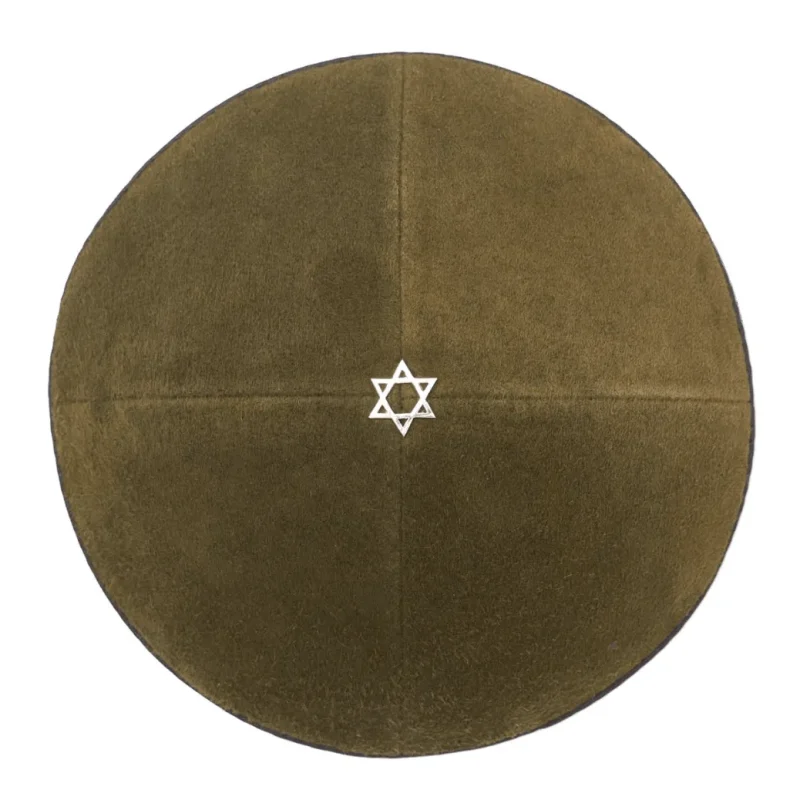 olive green suede star of david kippah