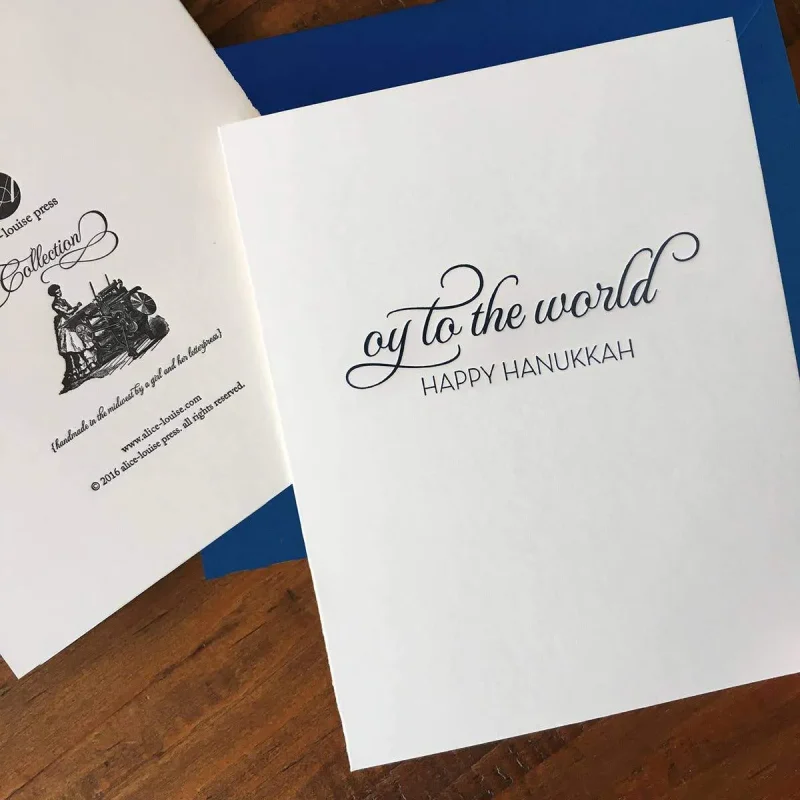 oy to the world hanukkah cards 6 pack letterpress