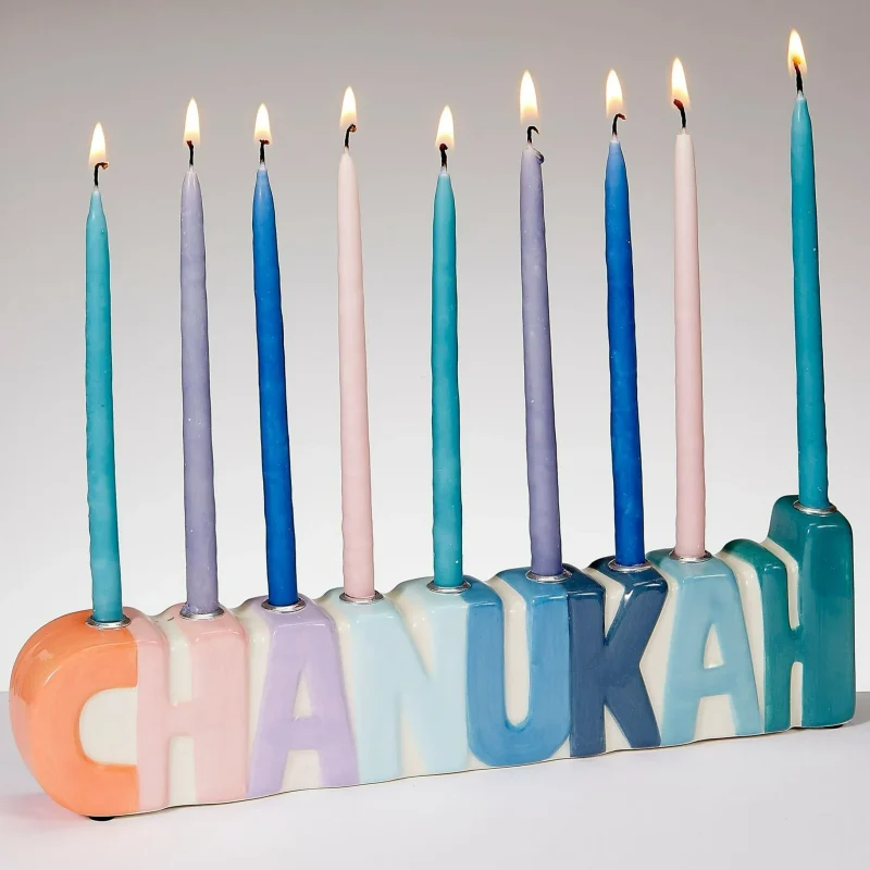 pastel ceramic chanukah menorah