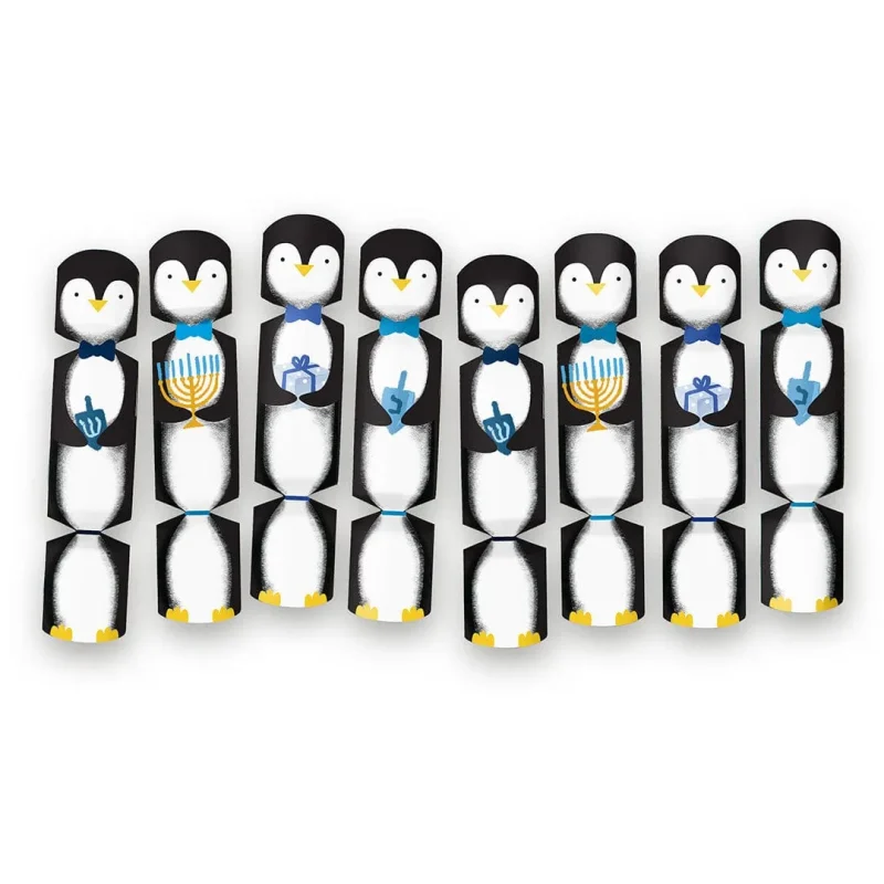 penguin hanukkah crackers set of 8