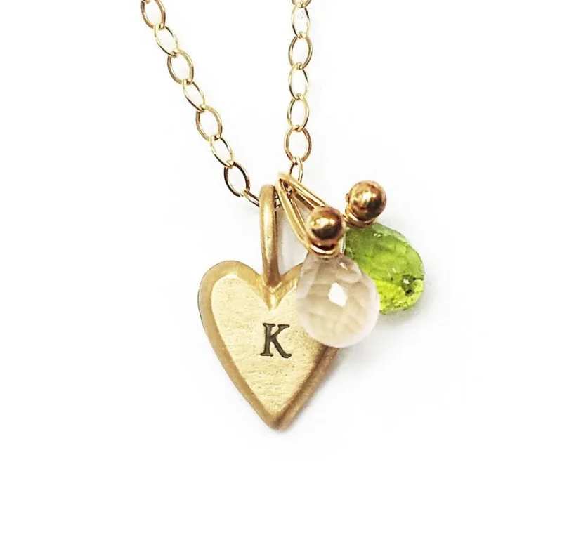 personalized 14k gold hebrew heart necklace