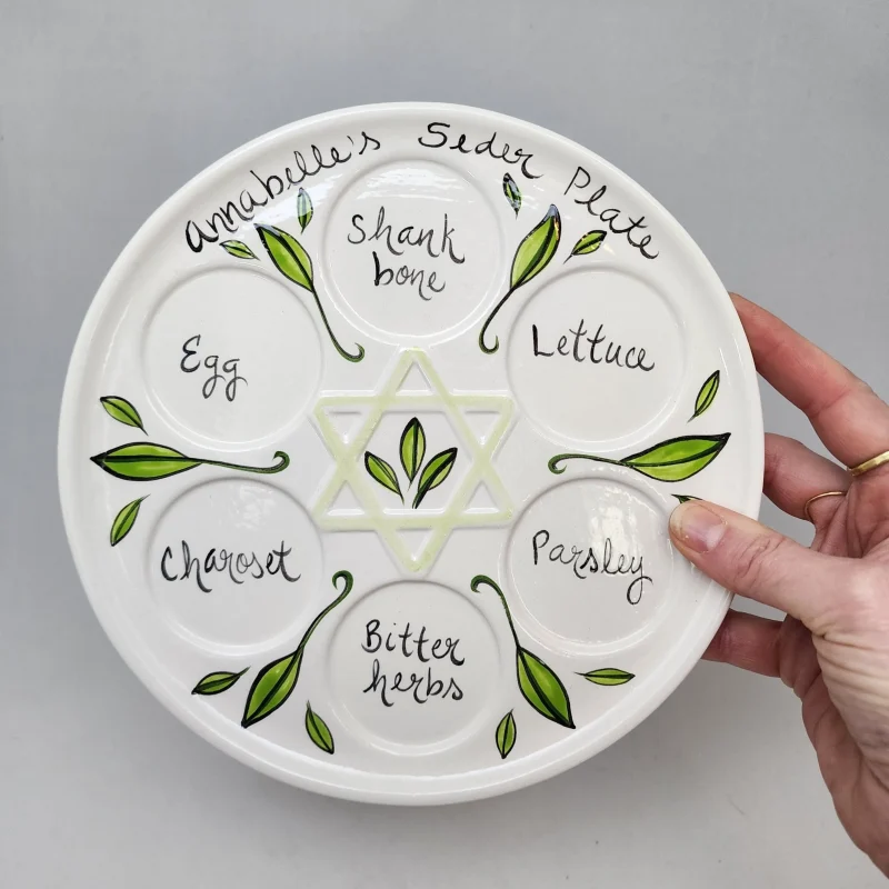 personalized handmade seder plate with first name scaled