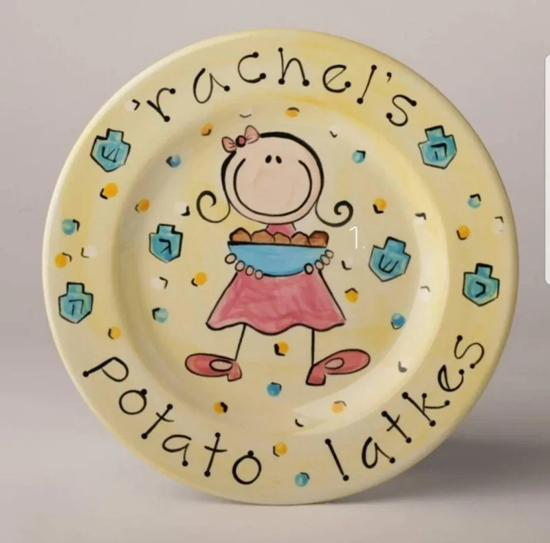 personalized hanukkah potato latkes plate feminine masculine or gender neutral