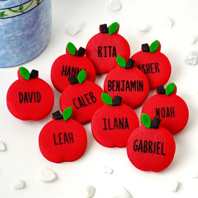 personalized marzipan apple place settings