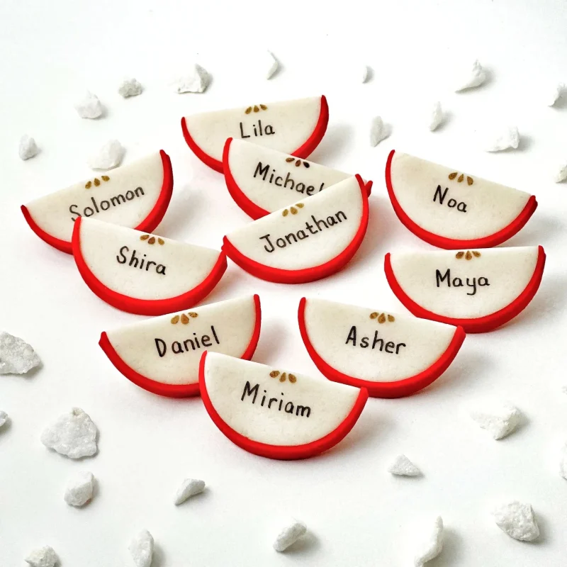 personalized marzipan apple slices place settings