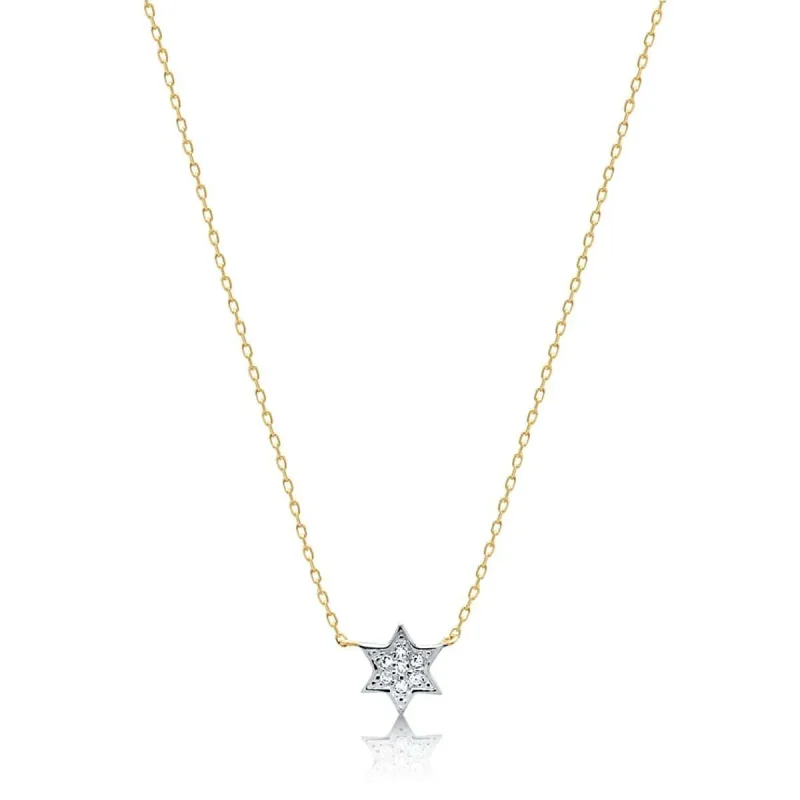 petite 14k gold jewish star necklace white rose or yellow gold