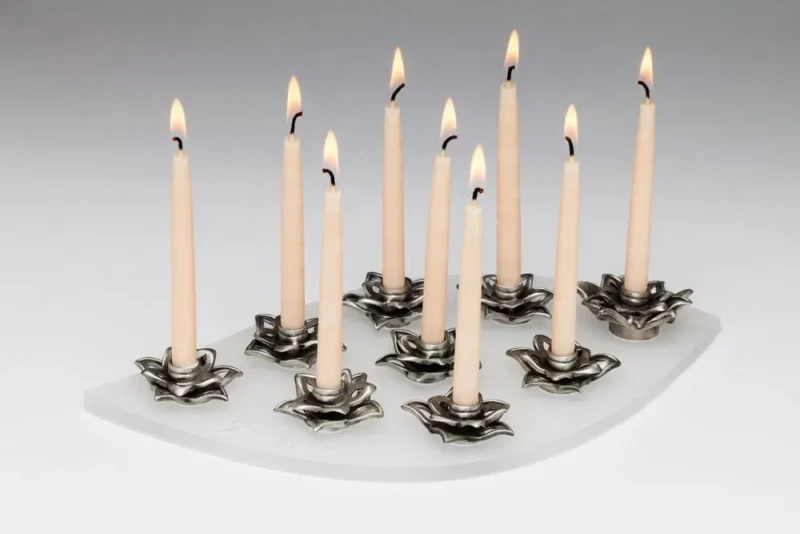 pewter lotus flower menorah elegant unique