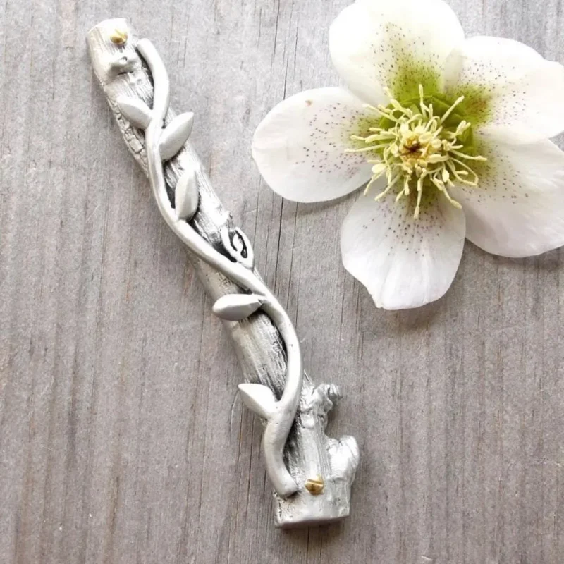 pewter vine mezuzah by emily rosenfeld elegant judaica art