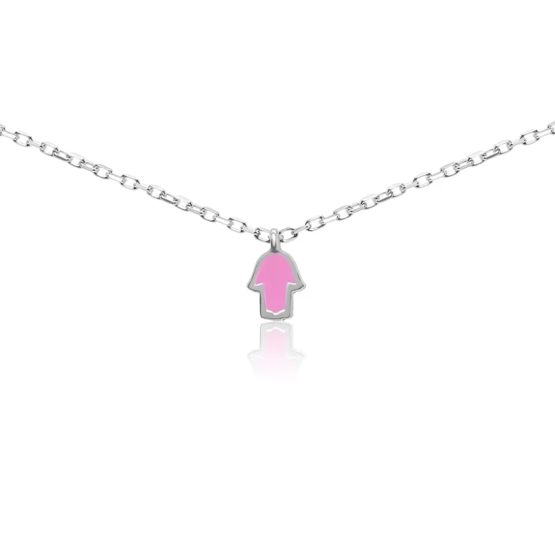 pink hamsa necklace tiny trendy