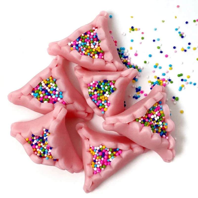 pink marzipan hamantaschen sprinkles