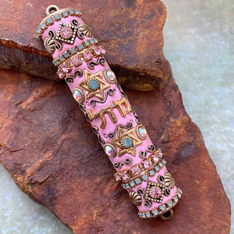 pink michal golan mezuzah elegant judaica art