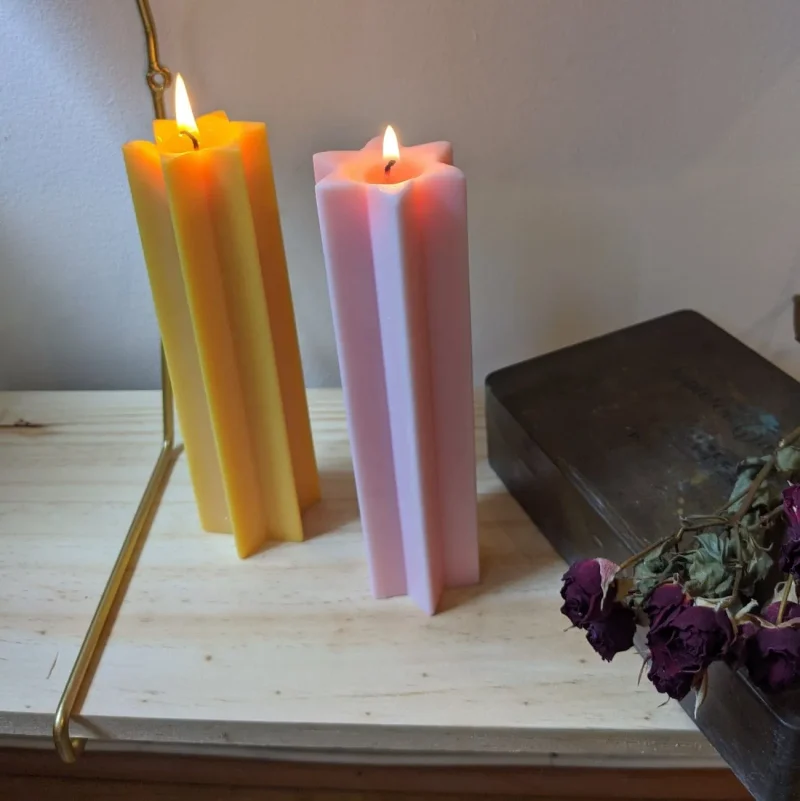 pink or yellow star of david pillar candle