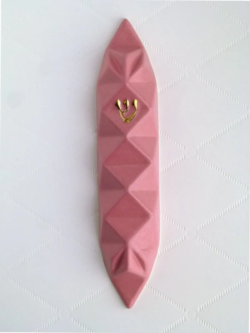 pink origami mezuzah unique home decor