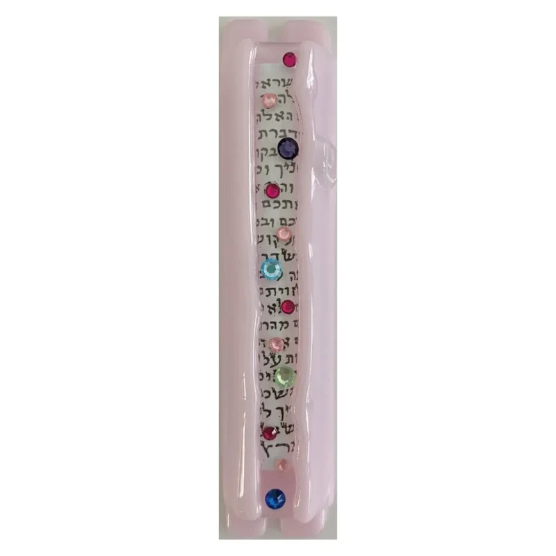 pink swarovski crystal mezuzah by sandi katz