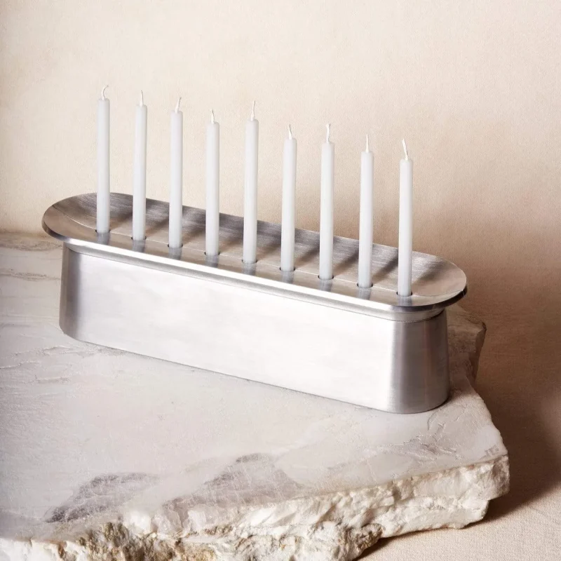 polished aluminum block menorah by via maris high quality design