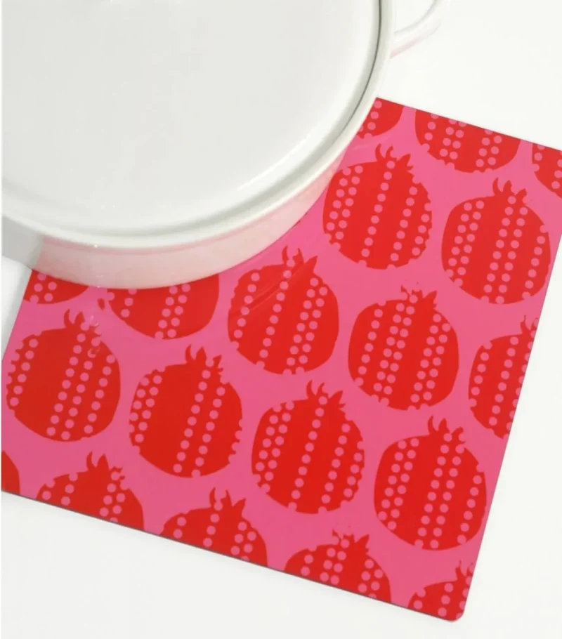 pomegranate design heat resistant trivet