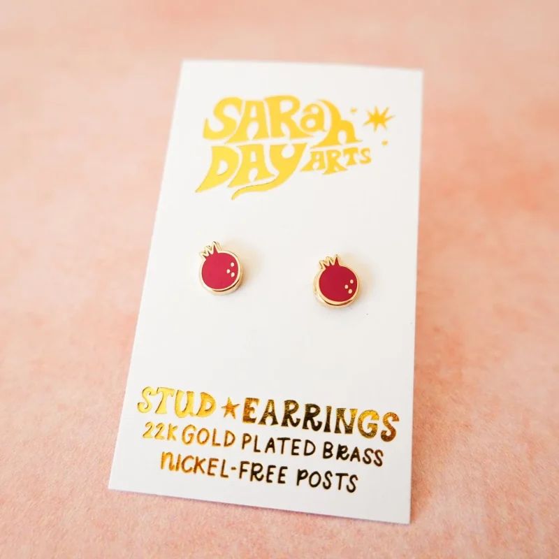 pomegranate stud earrings elegant minimalist jewelry