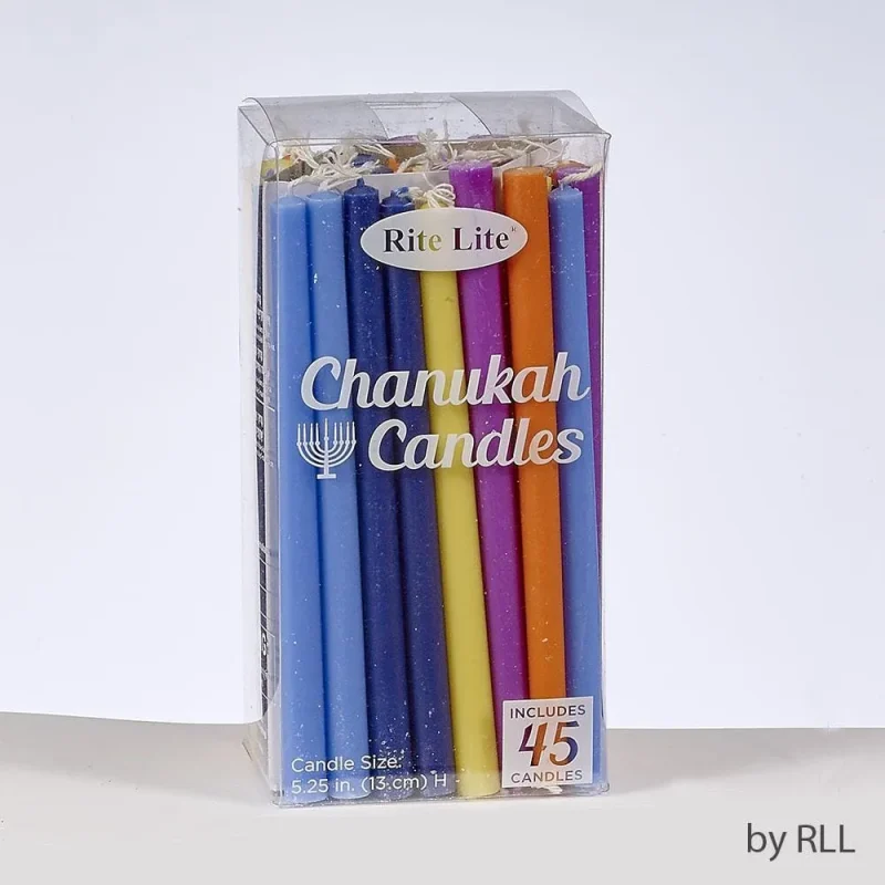 premium rainbow hanukkah candles set