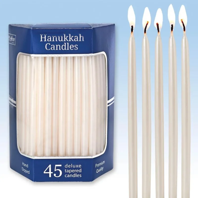 premium tapered pearl hanukkah candles