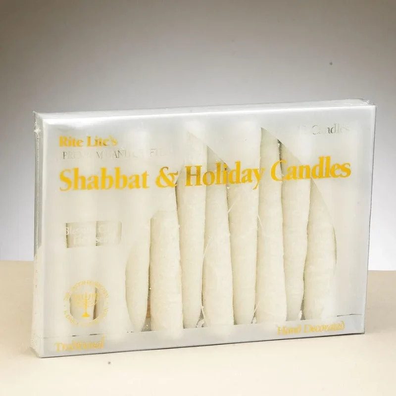 premium white frosted shabbat candles