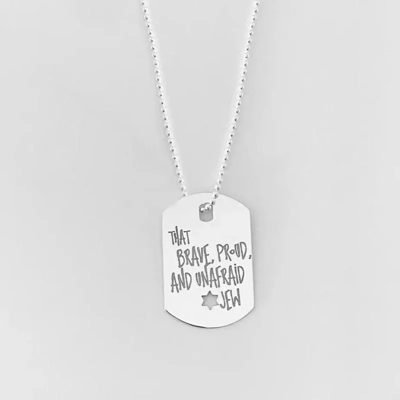 proud jew id tag necklace sterling silver or gold plated