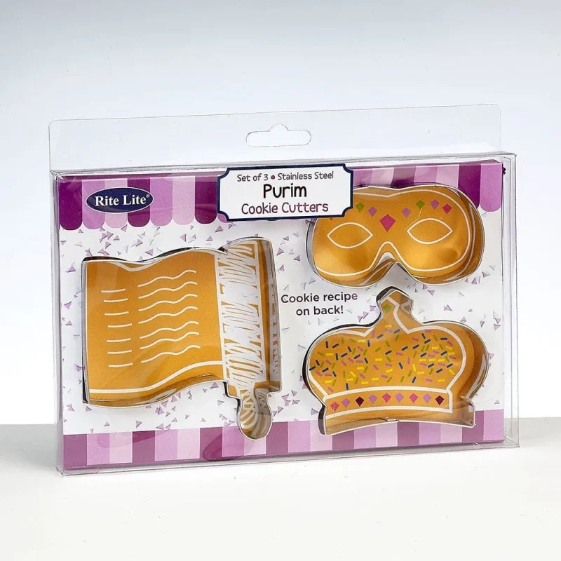 purim metal cookie cutters 3 shapes set