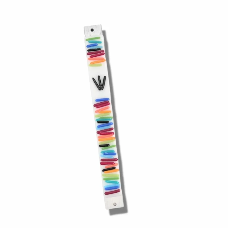 rainbow fused glass mezuzah case