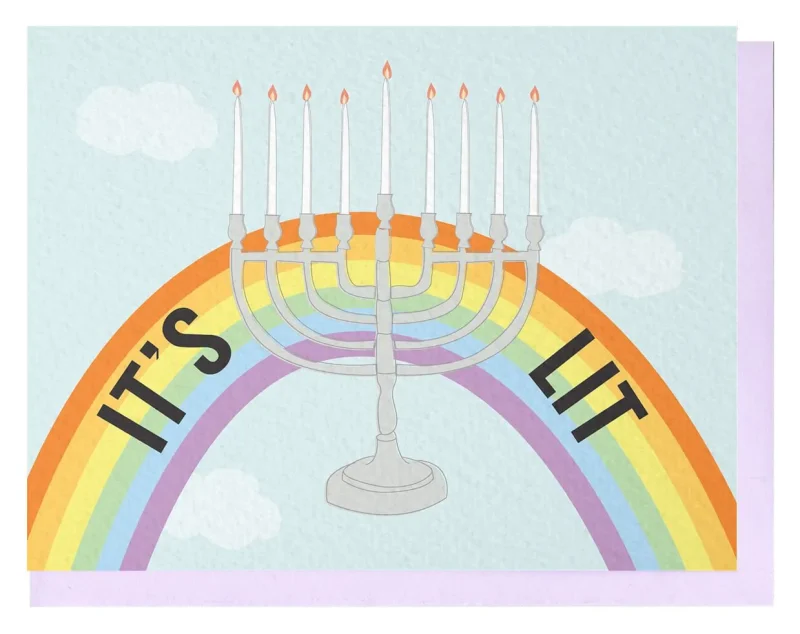 rainbow hanukkah cards 6 pack