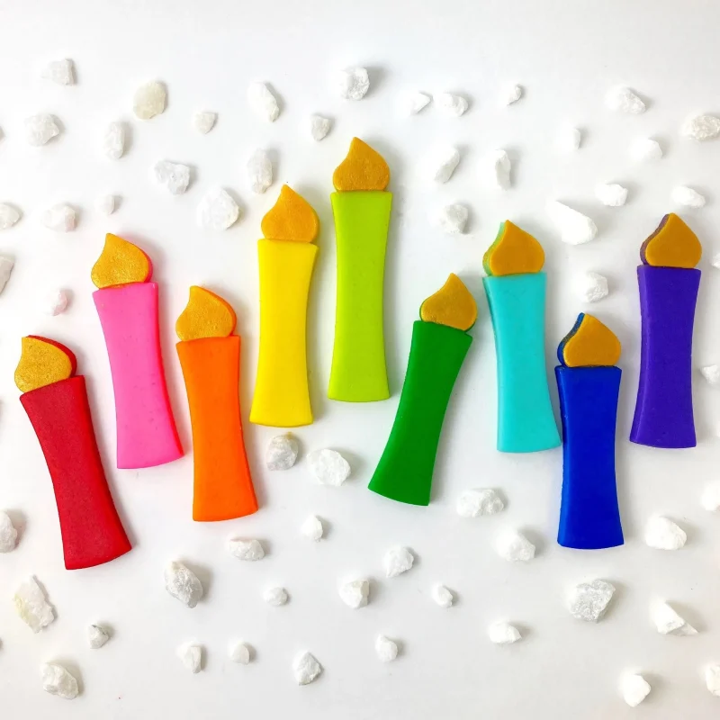 rainbow marzipan hanukkah candles