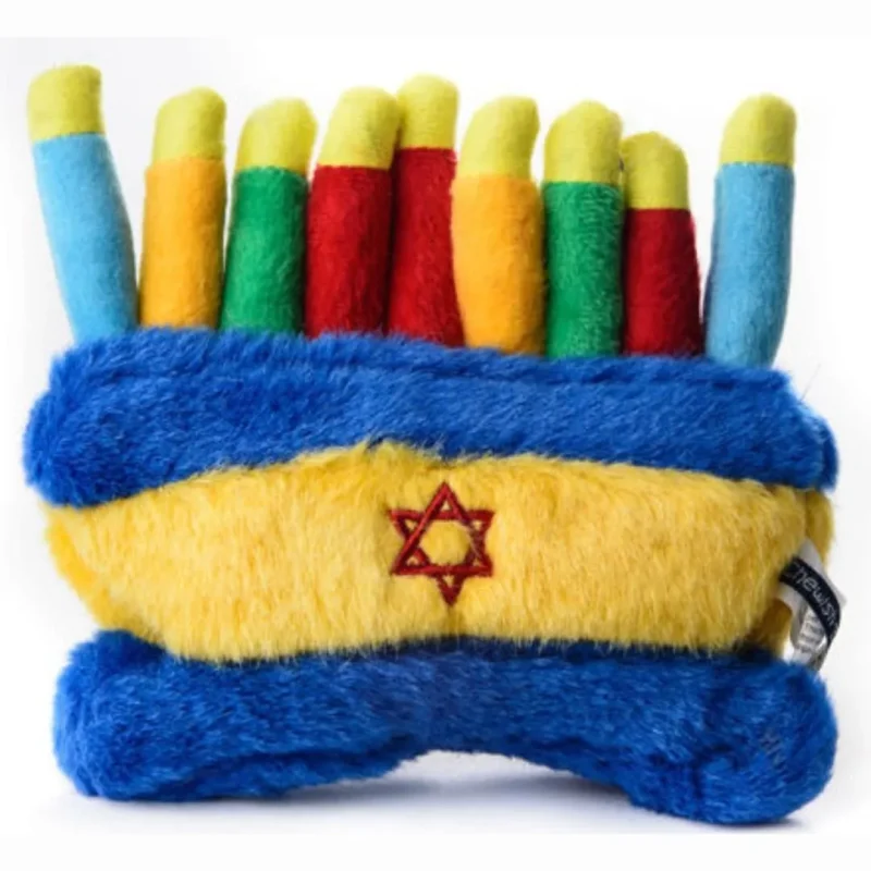 rainbow menorah dog toy