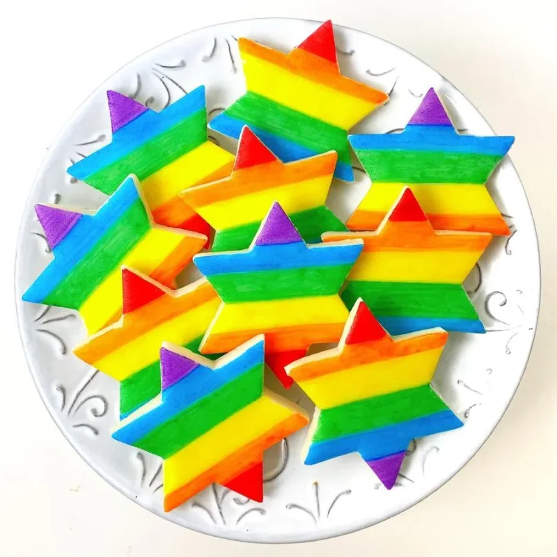 rainbow pride star of david marzipan tiles