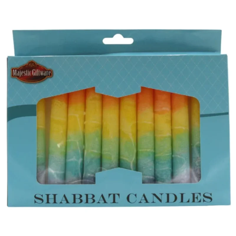 rainbow shabbat candles 12 pack