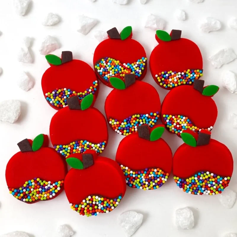 rainbow sprinkle marzipan apple tiles