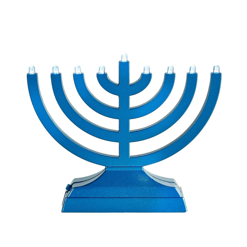 rambam style metallic blue menorah limited edition scaled