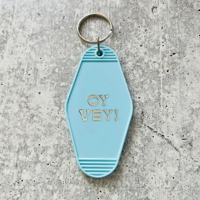 retro oy vey motel keychain