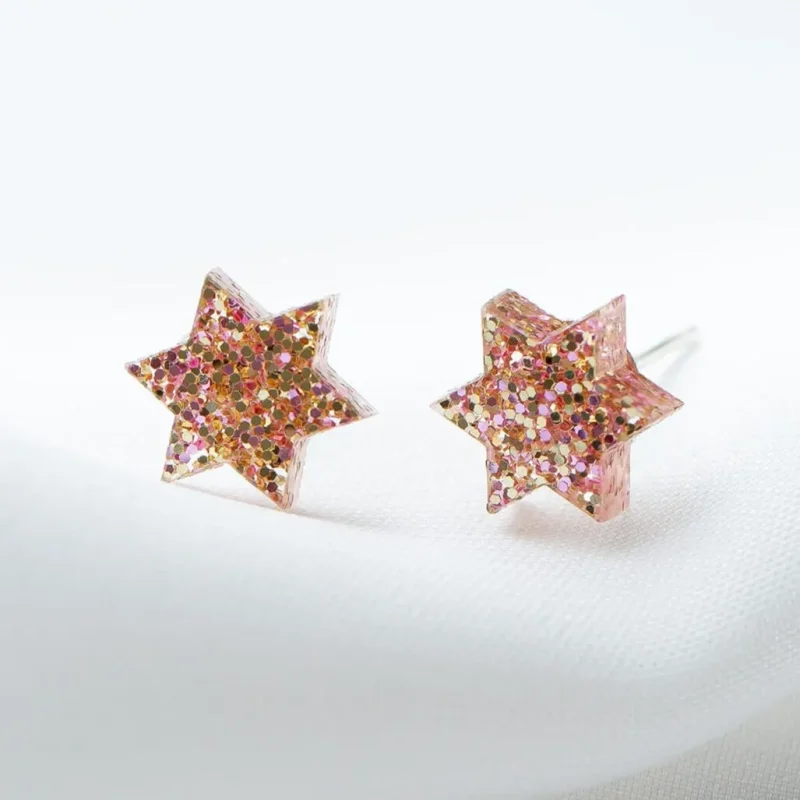 rose gold glitter mini magen studs